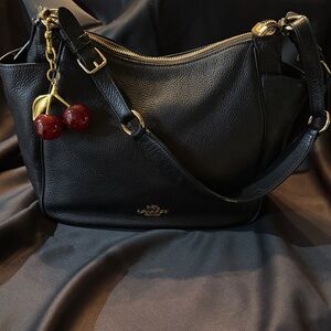 Black Leather Coach Shoulder Bag